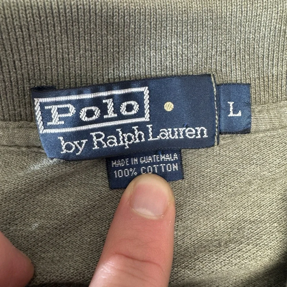 Polo Ralph‎ Lauren Mens Size Large Green Polo Shirt Navy Pony Logo 100 % Cotton